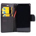 Wholesale iPhone XS / X Crystal Flip Leather Wallet Case with Strap (Tower Black)